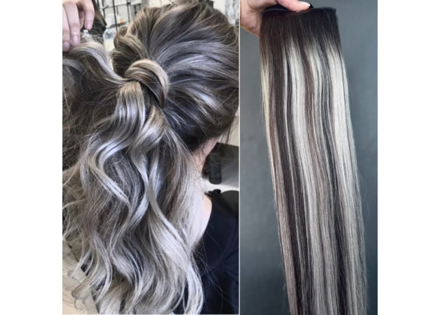 Coada de Par Oskar Balayage #1B/Light Grey